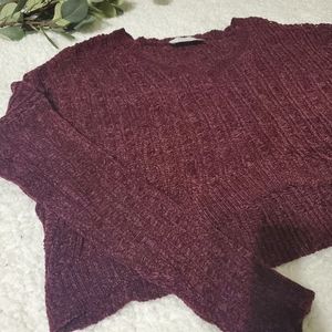 Blush Boutique Cropped Knitted Burgundy Sweater
